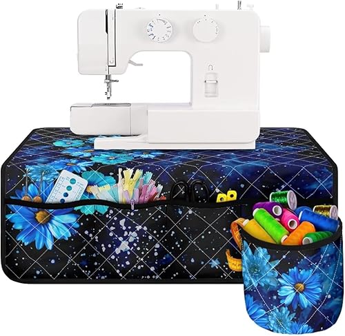 Miniatura 28 de Estera de máquina de coser con flores brillantes y florales bohemias, reduce la vibración, antideslizante, organizador duradero