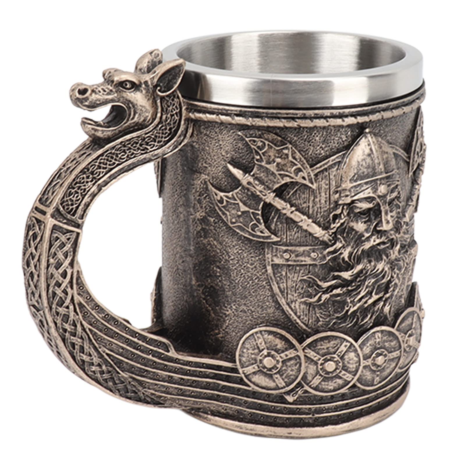 Tasse à café viking en acier inoxydable et résine lavable à la main pour boissons chaudes