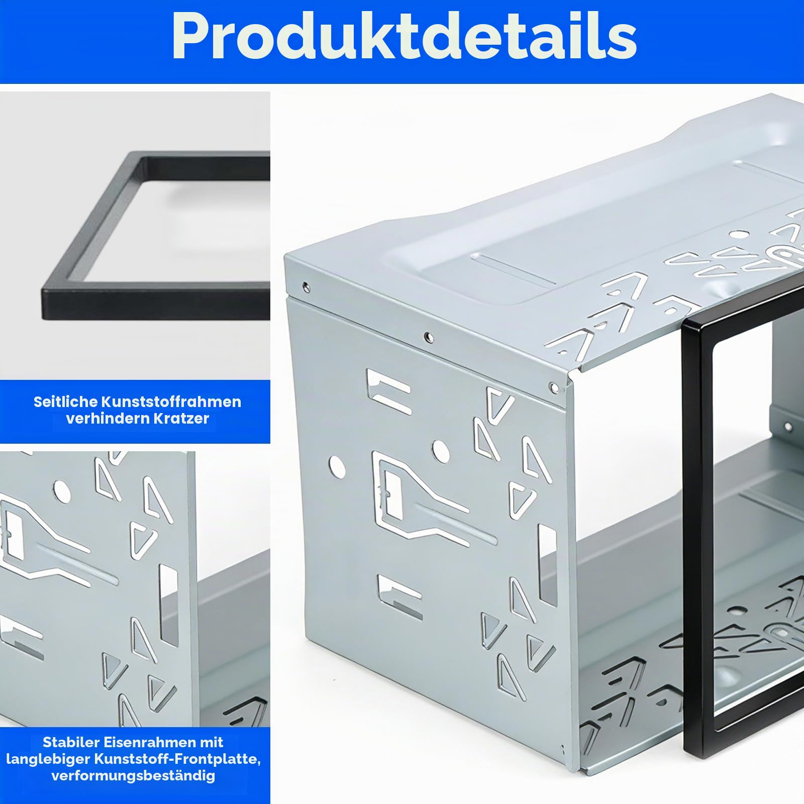 Doppel DIN Einbaurahmen, 2DIN Universal Design Metallrahmen, Autoradio Einbausatz Kompatibel mit VW Jetta, Skoda Golf, Passat, Polo, Peugeot, Smart, Auto DVD Player