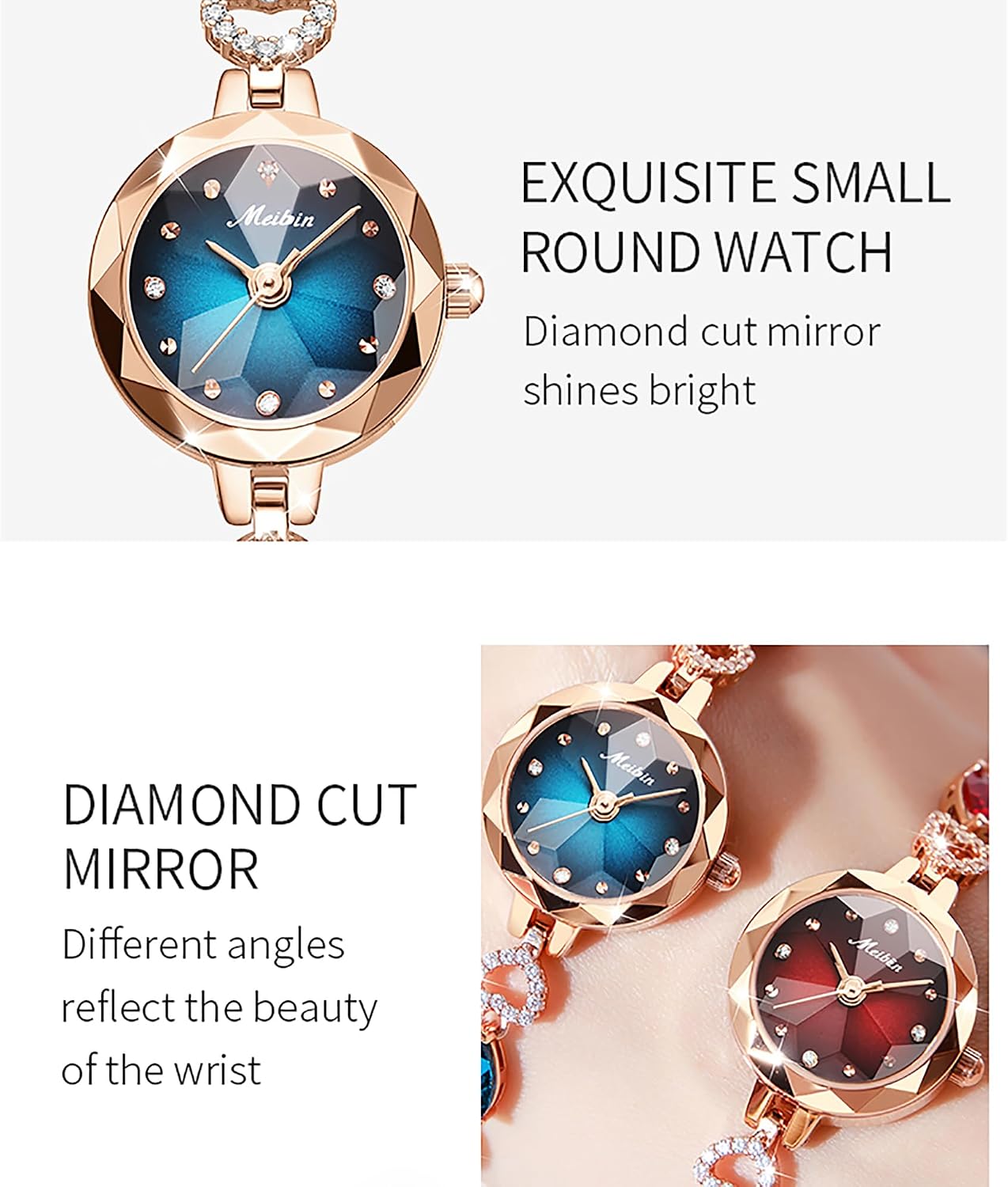 Fashion Jewelry Watch for Women Rose Gold Plated Crystal Bracelet Watch for Wife Girlfriend Or Mothers
