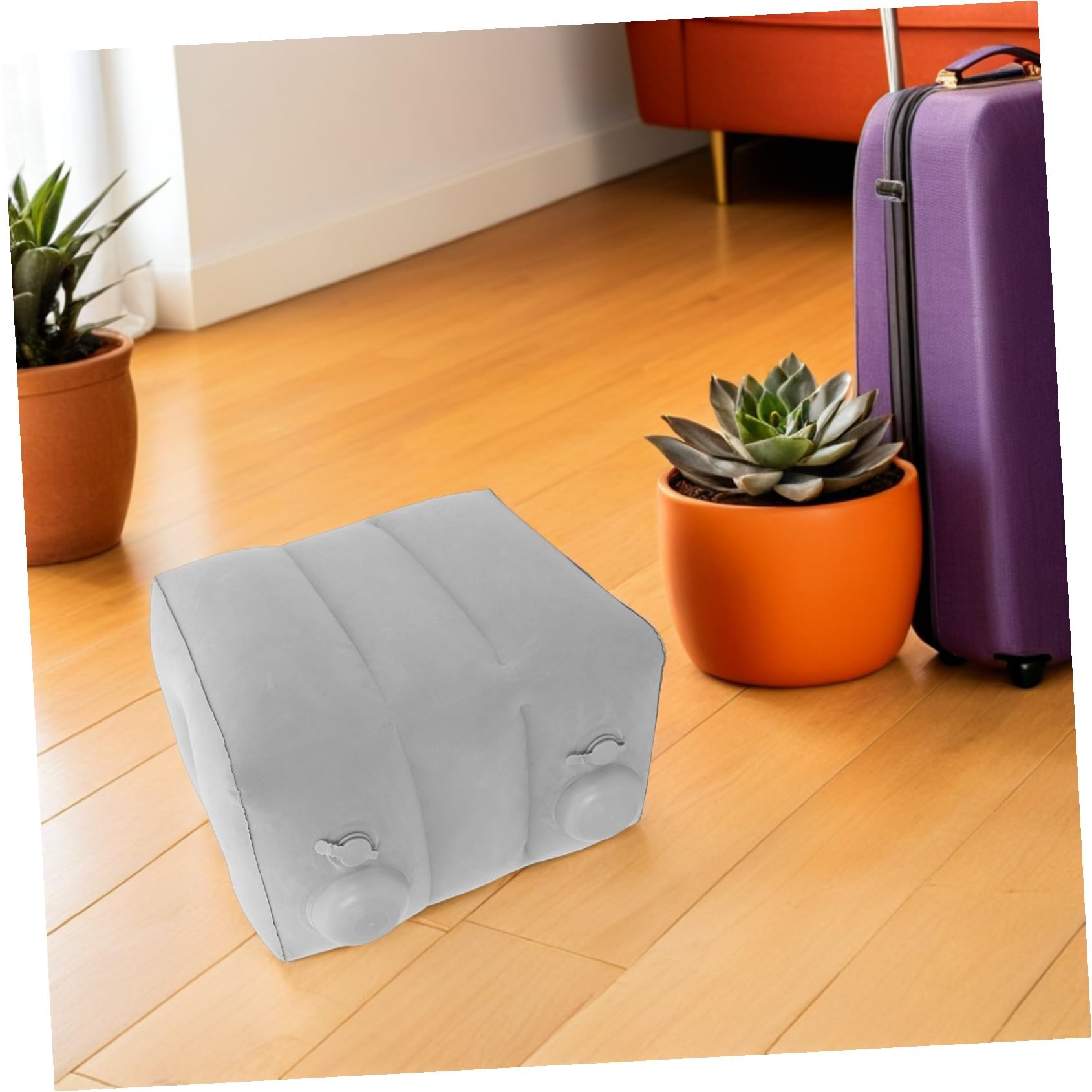 Poggiapiedi Gonfiabile da Viaggio Aereo a 3 Strati in Pvc | Rivestimento Floccato, Morbido al Tatto, per Lunghi Spostamenti e Relax Domestico