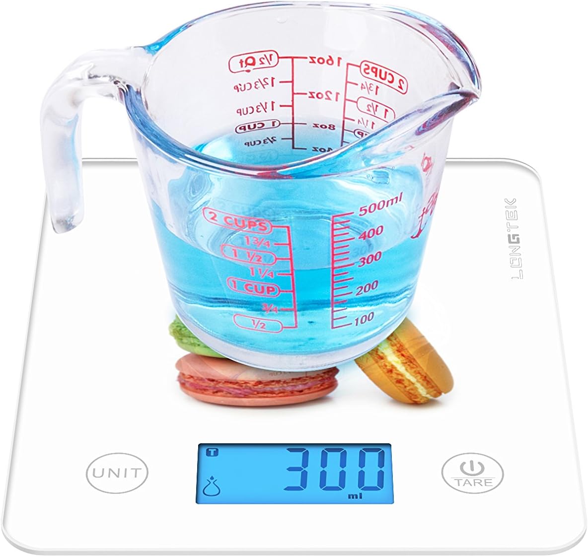 Digital Kitchen Scale,Food Scale, LARGE SIZE tempered PANEL, Colorful Pattern, Food Liquid Weighting in Grams Ounces Pounds, Up to 11lb.
