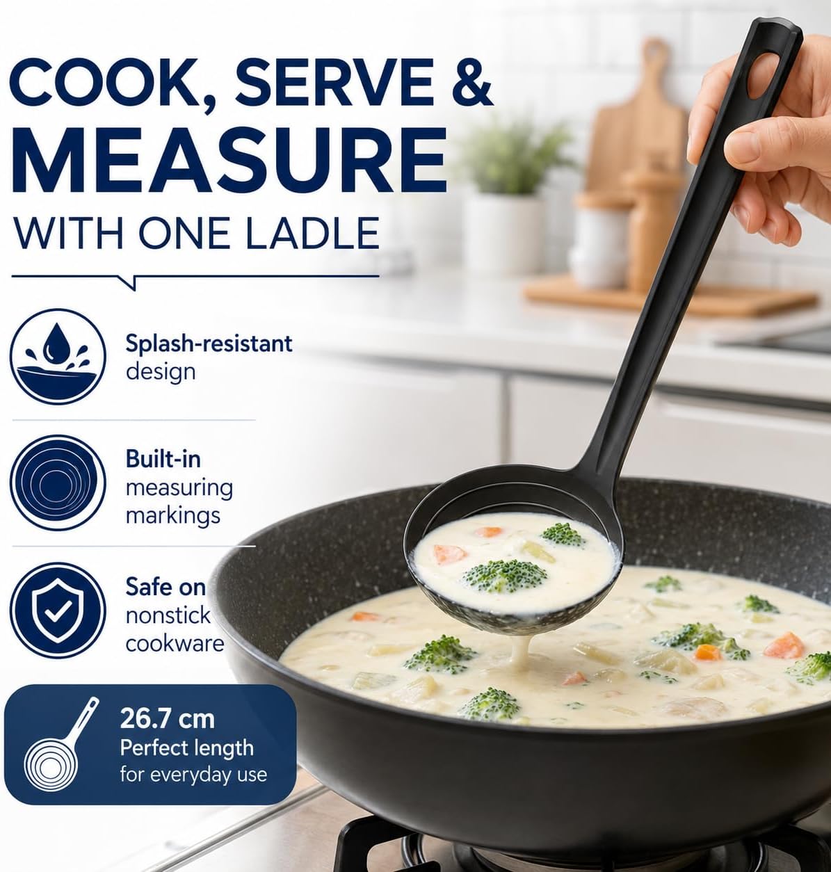 Asahi Denki Kasei Nylon Splash Resistant Ladle With Measuring Markings