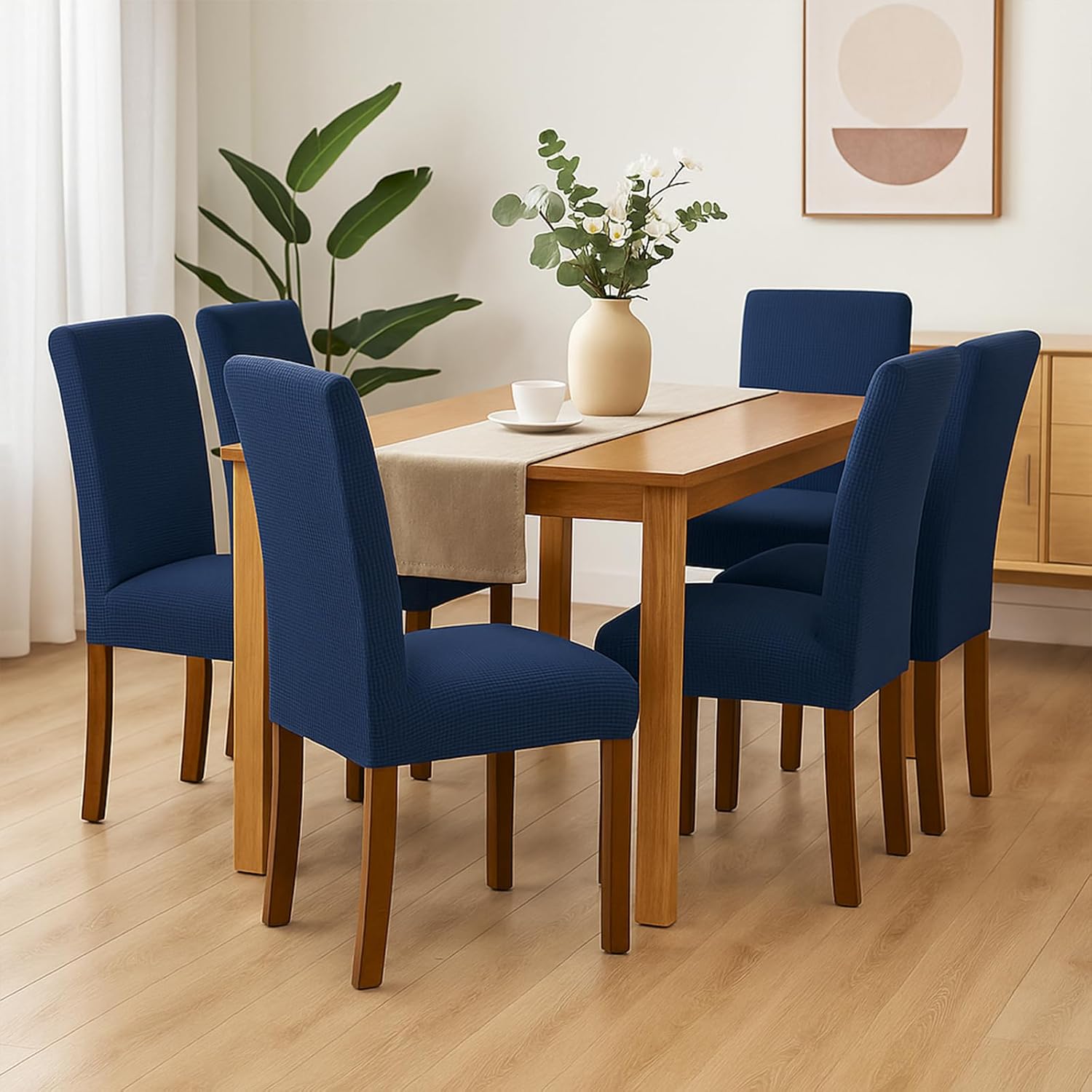 Aertiavty Chair Covers for Dining Room 6 Pack Chair Seat Cover for Dining Room Kitchen, Parsons Chair Covers Dining Chair Slipcover, Navy Blue