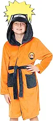 Naruto Roupão de lã para meninos, adolescentes, 7 a 15 anos, roupão macio de anime com capuz, roupão aconchegante para dormir, presentes para meninos