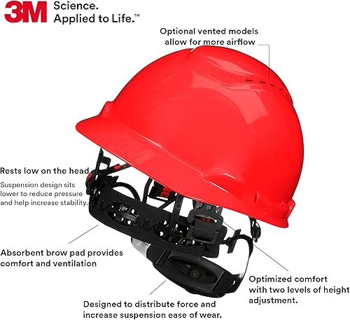 Vista 27 de 3M Hard Hat SecureFit H-700 Series - Casco de seguridad estilo gorra con sensor Uvicator, suspensión de trinquete de difusión de presión de 4 puntos