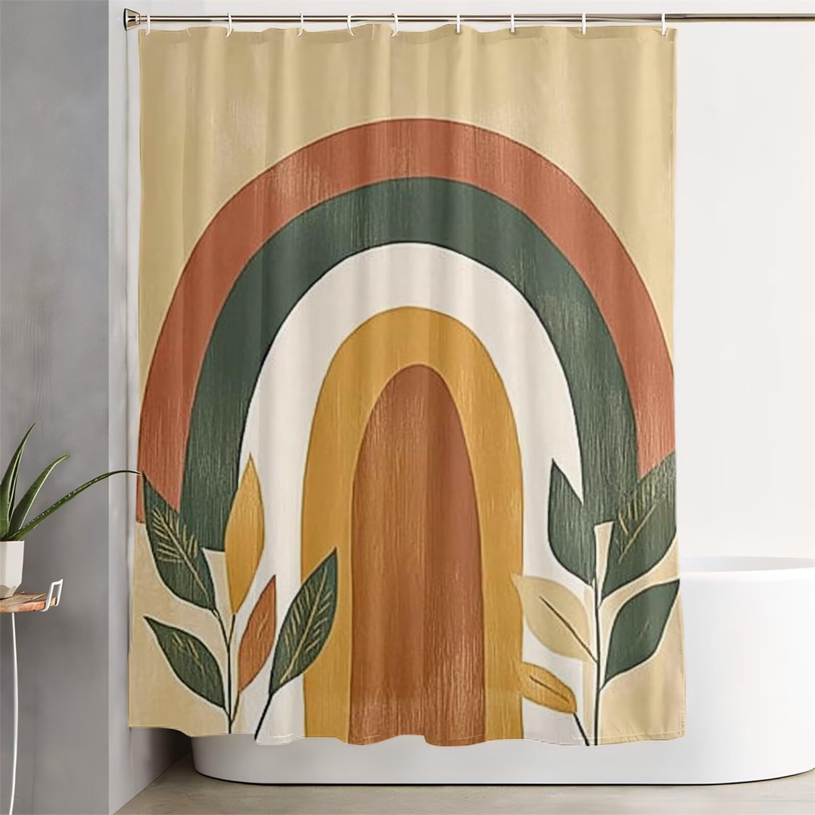 Żółta zasłona prysznicowa 200 x 240 cm, bardzo długa zasłona prysznicowa do łazienki, tęczowa, wodoodporna, z haczykami i obciążonym brzegiem, nadaje się do prania, szybkoschnąca, na wszystkie pory