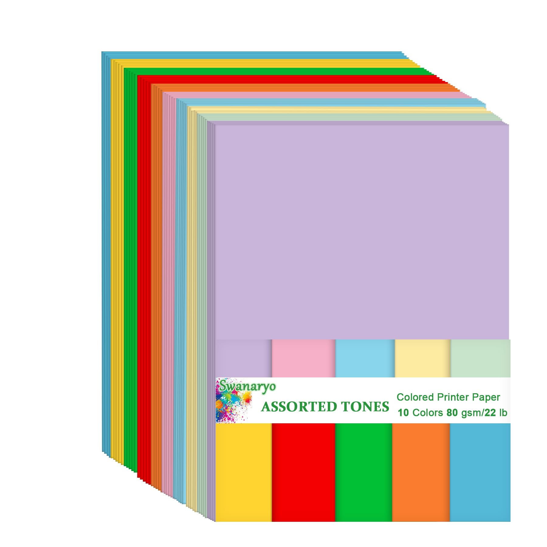 600 Sheets A4 Coloured Paper 80gsm (210mm x 297mm) Copier Printer Folding Cutting Craft,10 Assorted Colors