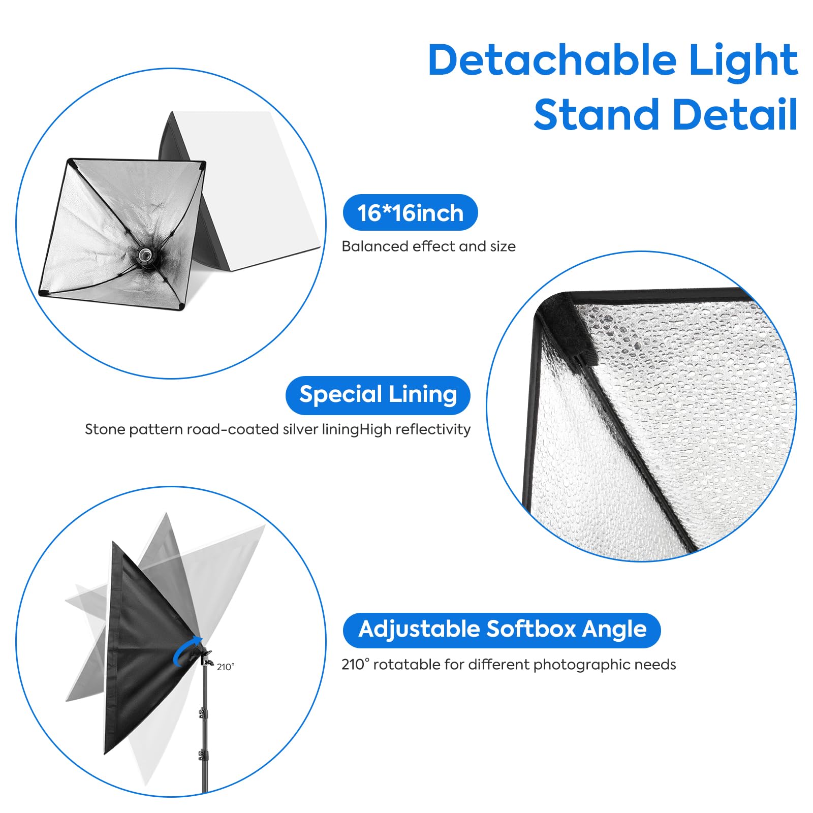 Kit de iluminación de fotografía Softbox, Heorryn 85 W, luz suave continua con control remoto, bombillas LED de 2700 K-6400 K, luces de estudio regulables para transmisión en vivo, grabación de video