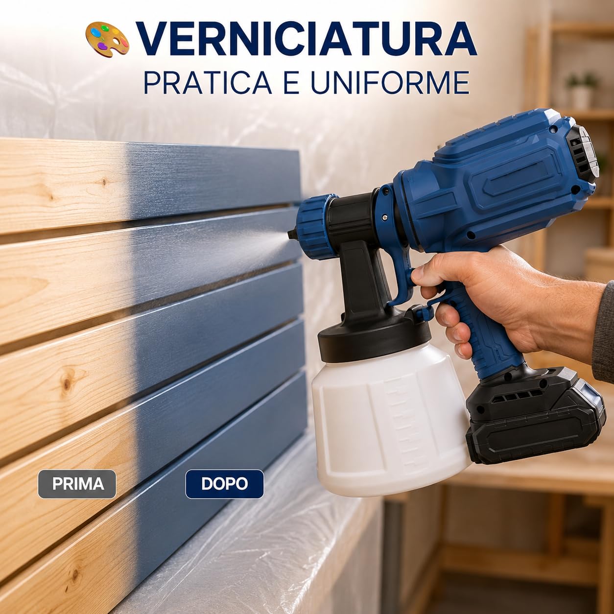 Pistola pulverizadora para pintura inalámbrica con batería, pintura eléctrica portátil con depósito extraíble, pulverizador para muebles, puertas, vallas y proyectos de bricolaje