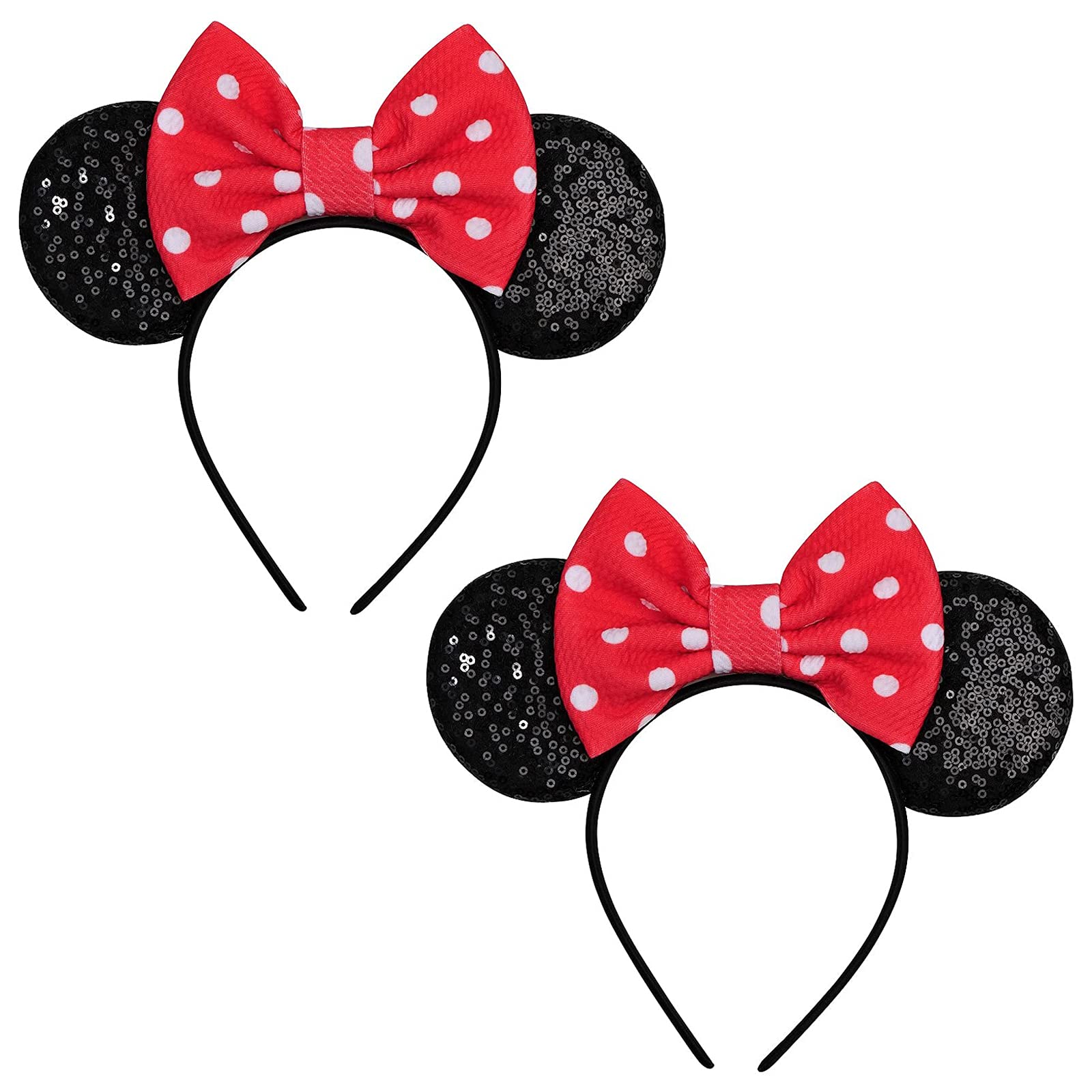 FANYITY Mouse Costume Ears,2 Pcs Mouse Ears Headbands for Girls &amp; Women Party,Size Free (Pink dots 2)