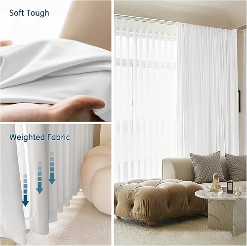 Miniatura 3 de LETAU Cortinas opacas plisadas con forro de 108 pulgadas de largo, cortinas térmicas con peso de terciopelo de lujo, 52 pulgadas de ancho x 108
