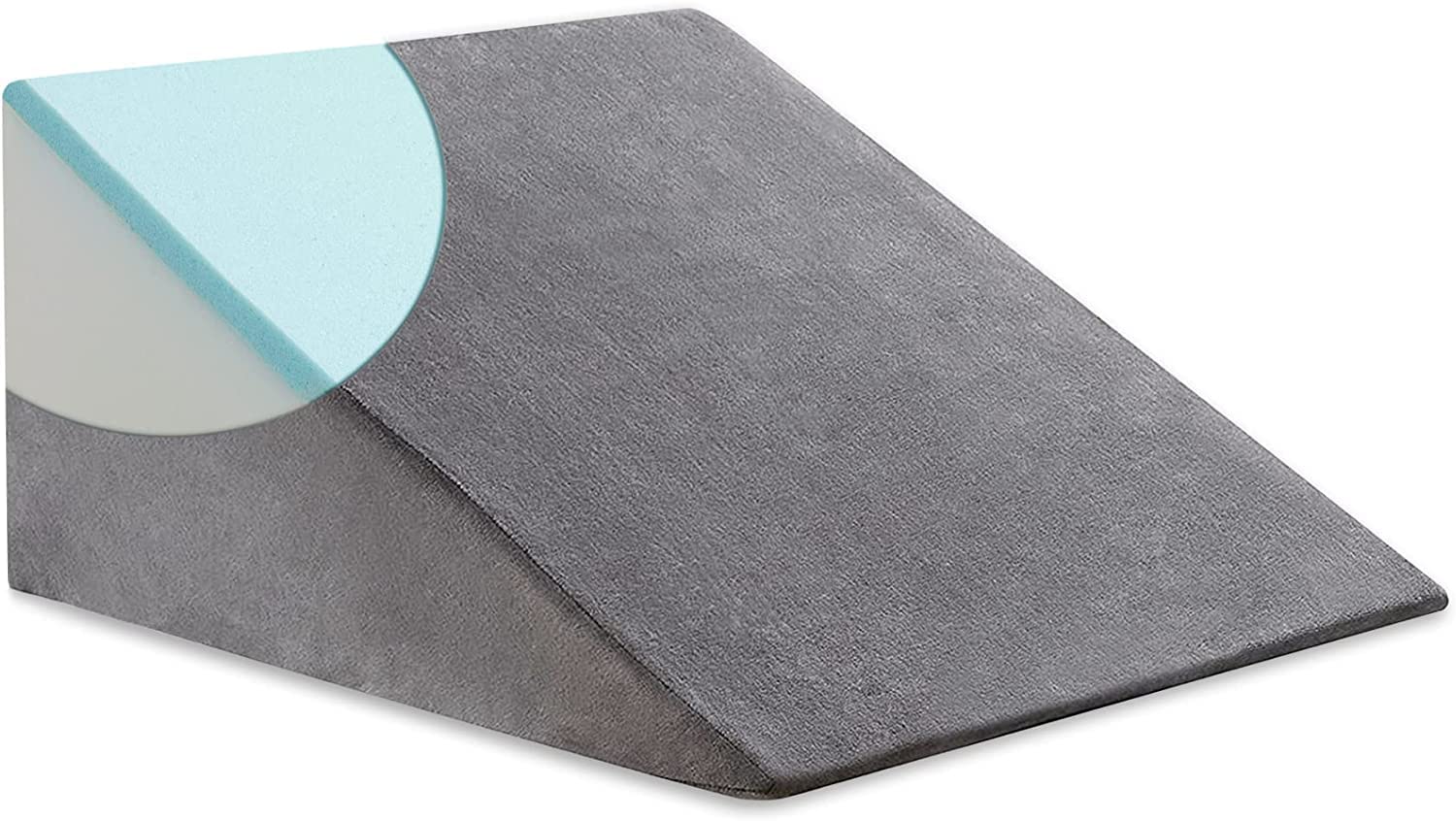 Wedge Pillow to Support and Elevate Neck, Head and Back for Acid Reflux or Feet and Legs to Reduce Back Pain and Improve Circulation with Removable Cover (Grey, Medium)
