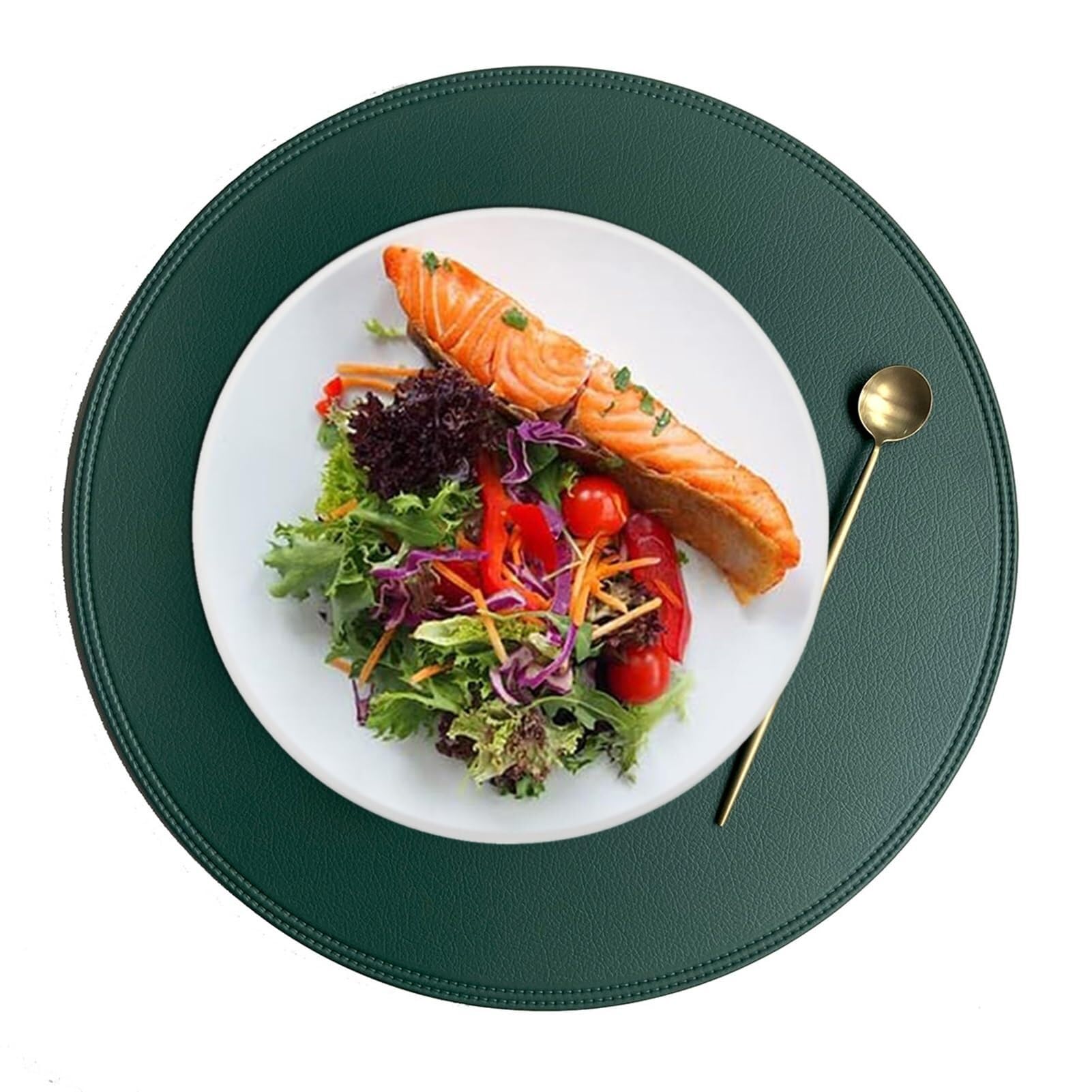 Sets de table pour table à manger en similicuir rond vert