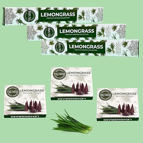 Miniatura 8 de Paquete combinado de palitos de incienso y conos de incienso de limoncillo, 60 varillas de incienso + 30 conos de insencia, incienso perfumados,