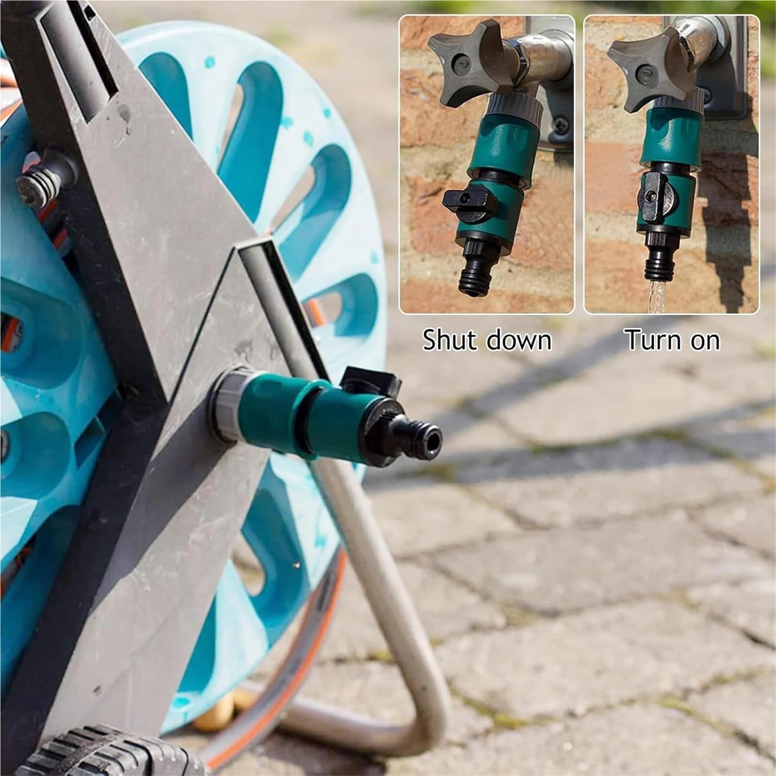 Tubo Flessibile da Giardino 16 mm, Rubinetto in Linea, valvola di intercettazione, Raccordo for irrigazione, Agricoltura, connettore rapido con 1 Pezzo
