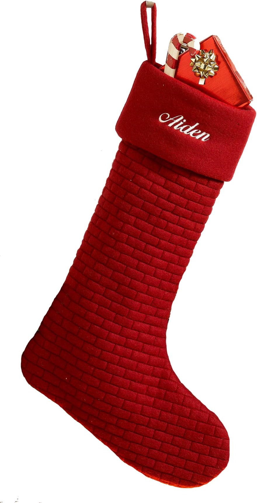 Burgundy Soft Quilted Cotton Christmas Stocking