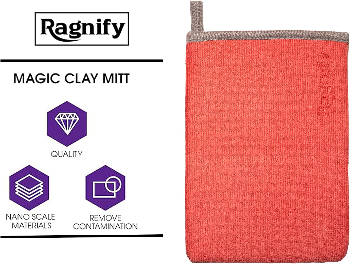 Pack of 2 Clay Mitt Auto Detailing Medium Grade Clay Bar Alternative Mitt for Flawless Removal of Surface Bonded Micro Contaminant (Red)