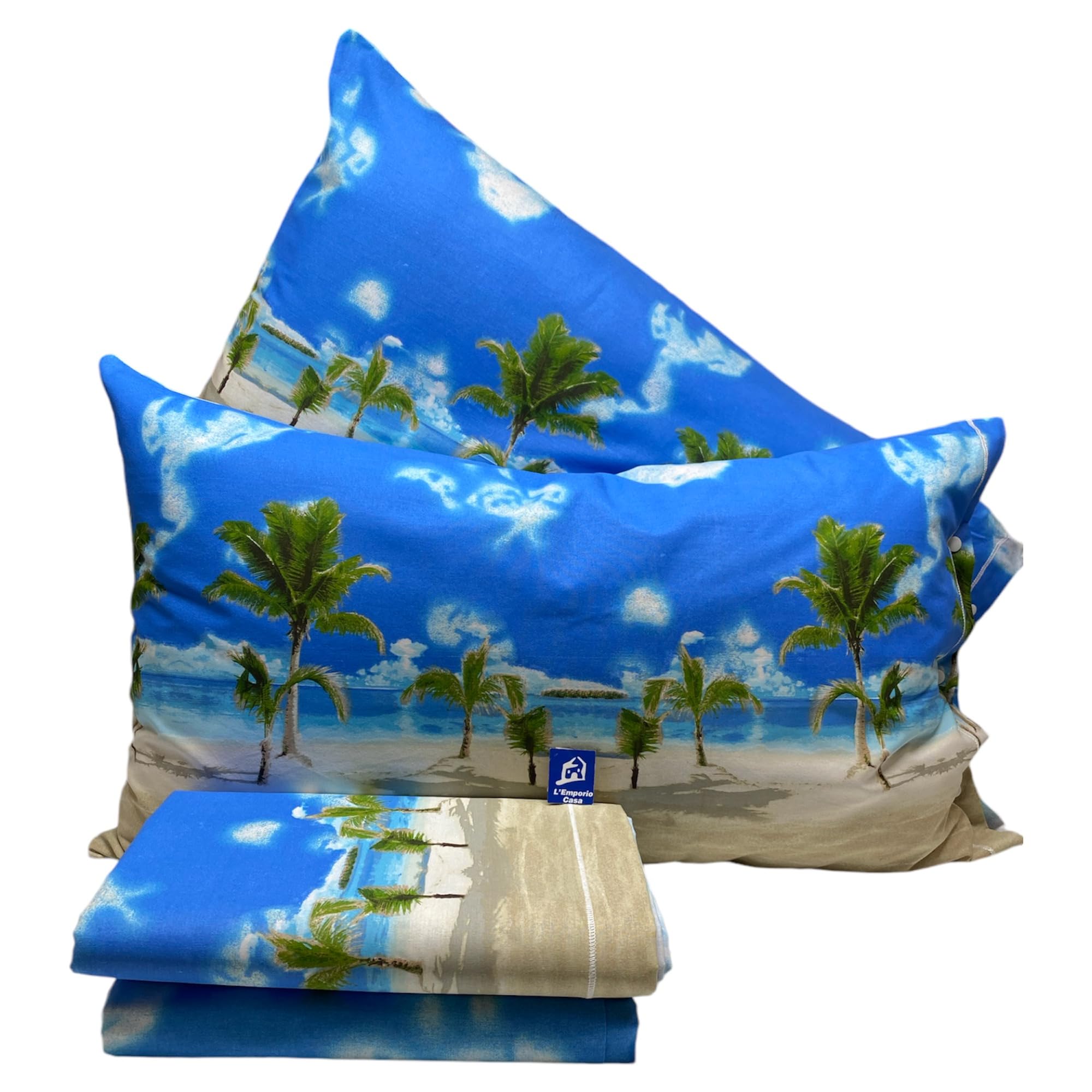 L'Emporio Casa Set Lenzuola Completo di Cotone 100% Italiano Tramonto Coralli Stelle Luna Pesci Varie Misure (Zanzibar, Matrimoniale)