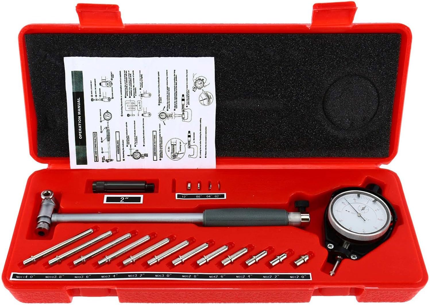 YaeTek 2" - 6" Bore Gauge 0.001" Deep Engine Hole Cylinder Measurement Gage Cylinder Dial Bore Indicator Gauge