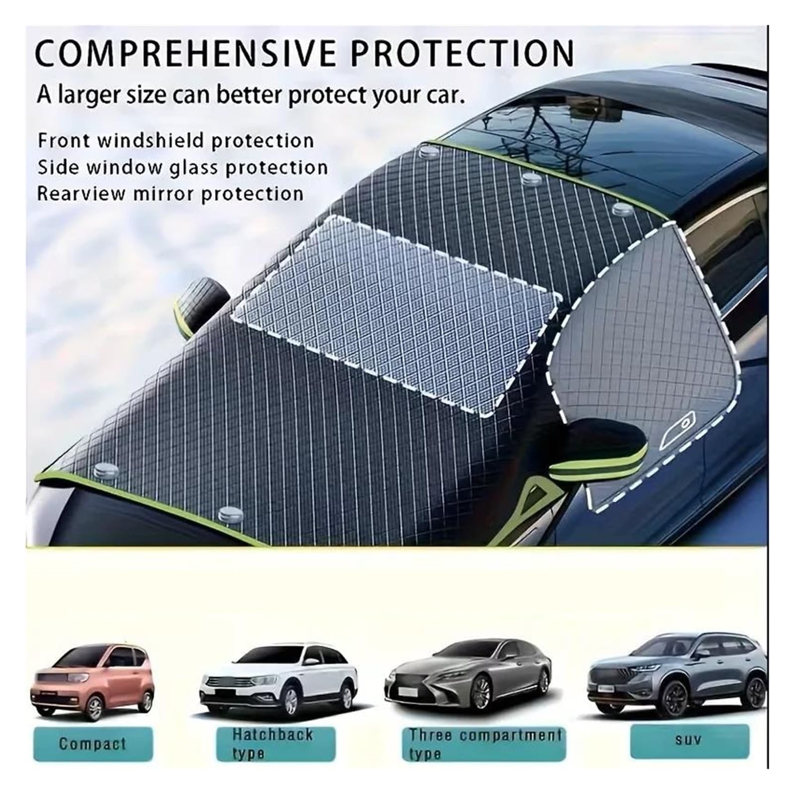 Copri Parabrezza Auto Inverno Copertura Antineve per Parabrezza Auto, Antivento, Protezione Antigelo, Adatta alla Maggior Parte delle, Universale per Tutte Le Stagioni