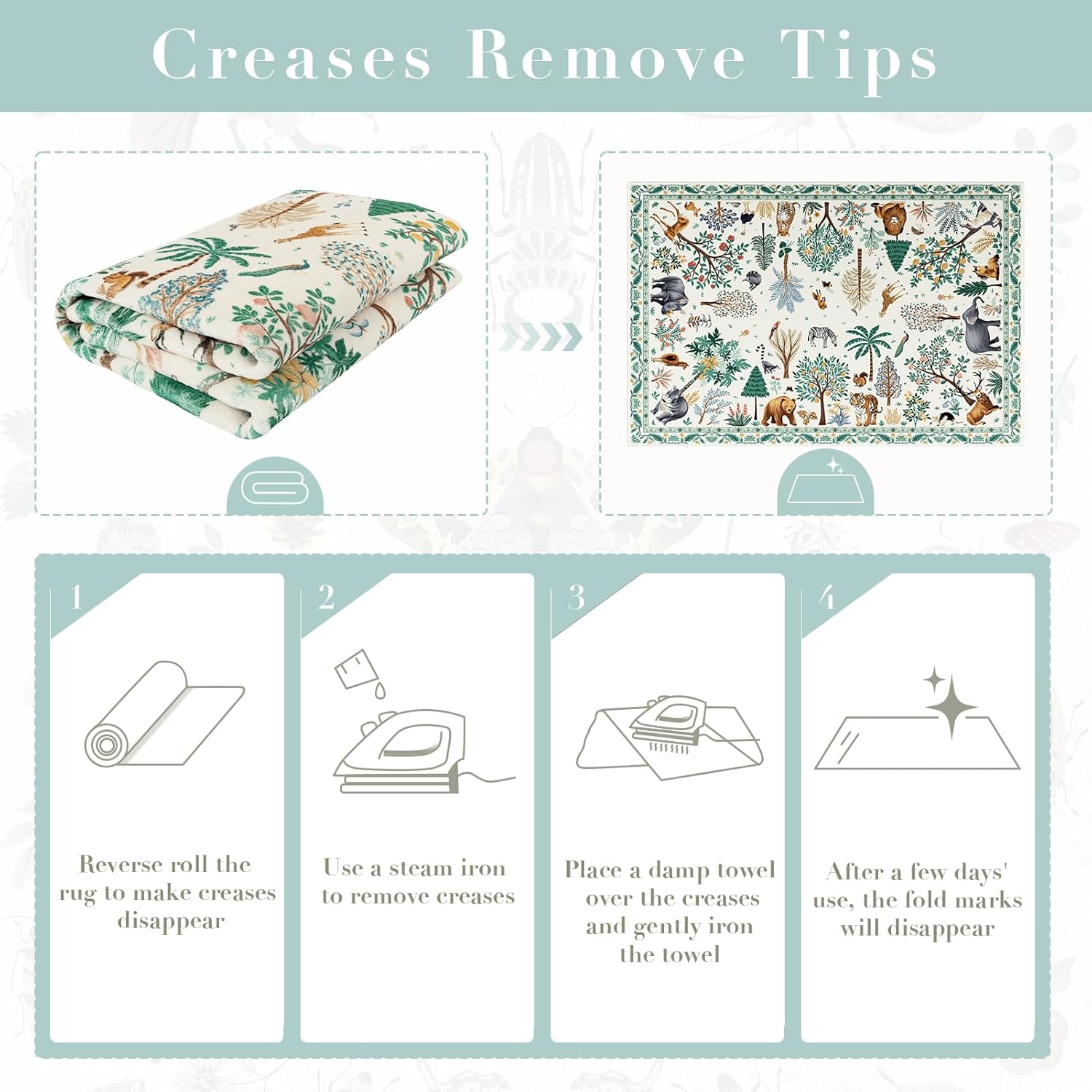 Area Rug 8x10 Clearance Rugs for Living Room Nursery Jungle Animal Print Rug for Kid Boy Playroom Washable Non Slip Rug for Bedroom, Farmhouse, Dining Room, Beige