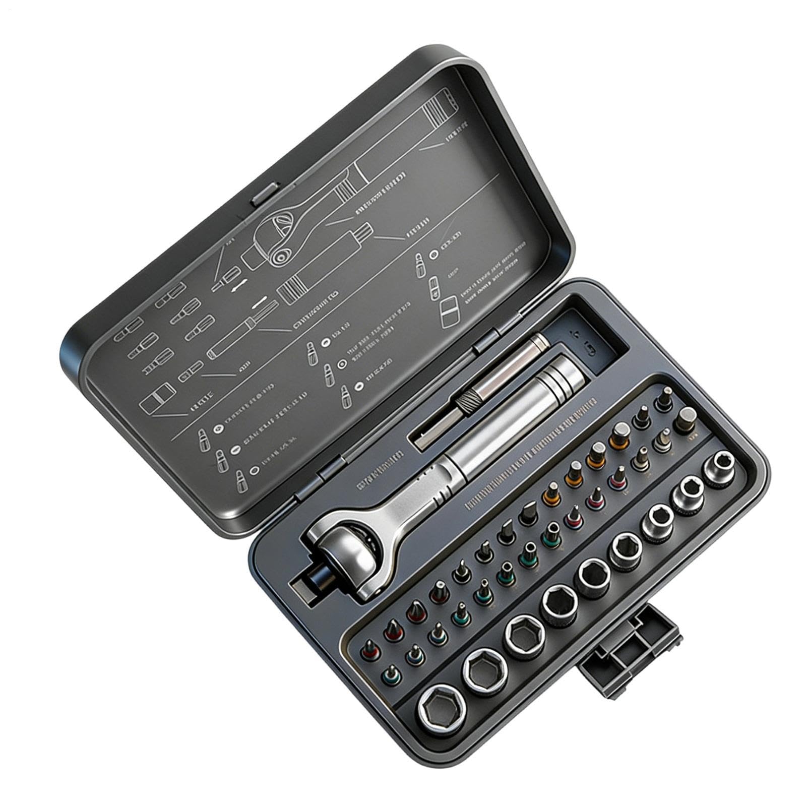 Juego de Destornillador de Carraca 40 en 1 Kit de herramientas de | Set de destornilladores magnéticos con mango desmontable Para relojes, gafas, teléfonos, ordenad