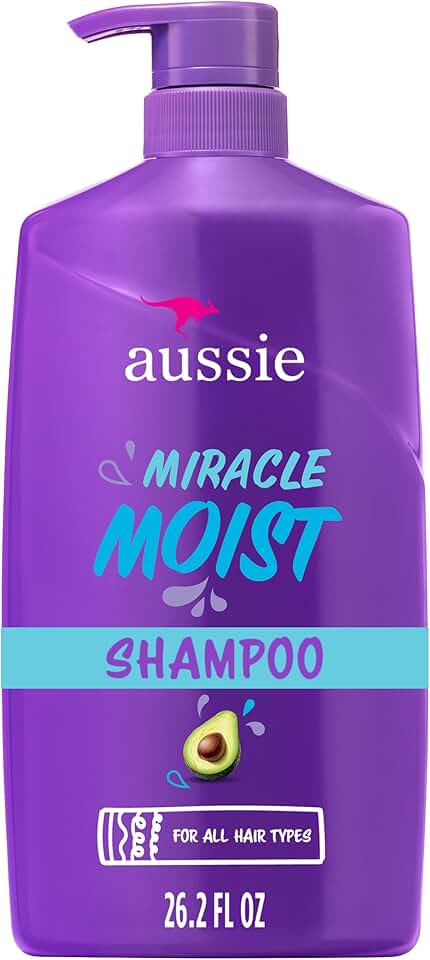 Aussie Miracle Moist Shampoo: Hydrating & Gentle Cleansing Treatment with Avocado & Jojoba Oil, 26.2 Fl Oz