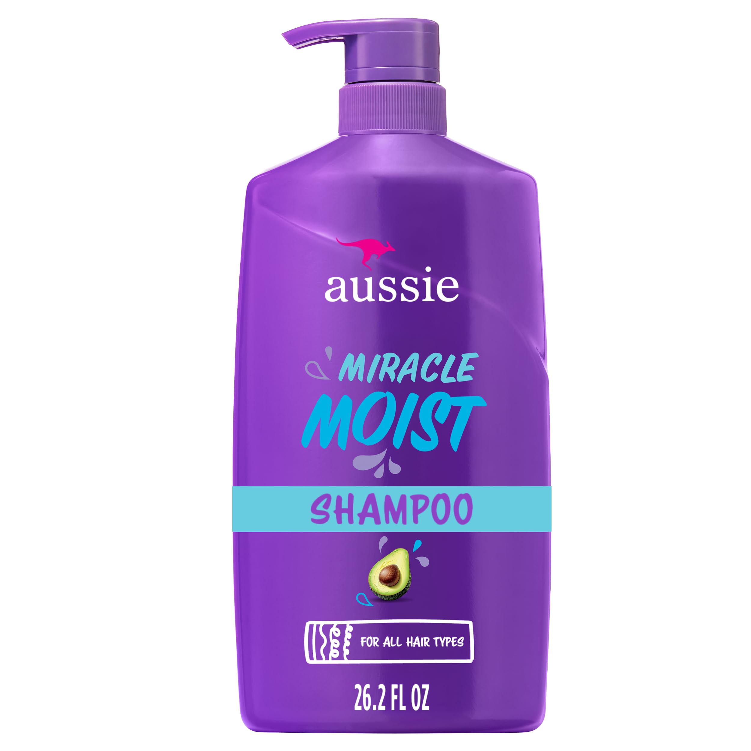 Aussie Miracle Moist Shampoo: Hydrating & Gentle Cleansing Treatment with Avocado & Jojoba Oil, 26.2 Fl Oz 26.2 Fl Oz (Pack of 1)