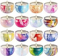 Vista 1 de Juego de 16 velas perfumadas de regalo – Velas de cera de soja natural de fragancia fuerte de 2.5 onzas en frascos de lata de viaje portátiles