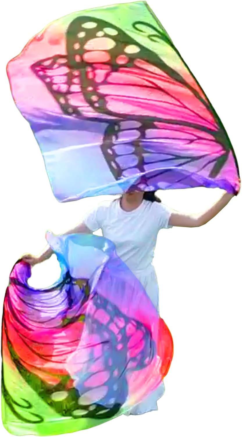 Wuchieal 53.5 X 42.1'' Pack of 2 pcs Butterfly Praise Flag, Butterflys Flag with Pole,Worship Flags Angel Wings,Angel wings Flags Streamers NCHC#