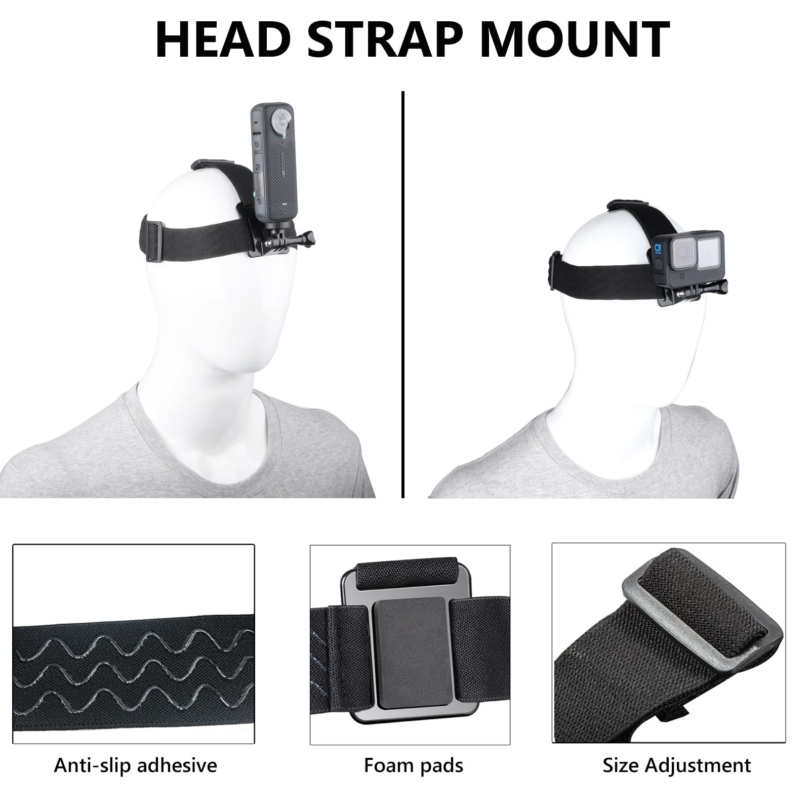 10 Piezas Accesorios Action Camera para Insta360 X5 X4 X3 Ace Pro,Soporte movil Pecho,Correa para la Cabeza y muñeca,Mochila Clip y Tapa de Lente de Silicona Compatible con GoPro Hero,Negro