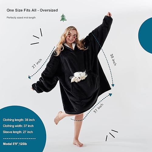 Miniatura 5 de Newspin Thick Wearable Blanket Hoodie, Oversized Sherpa Wearable Blanket with Giant Pocket, Warm & Cozy Blanket Hoodie as Ideal Gift Hoodie