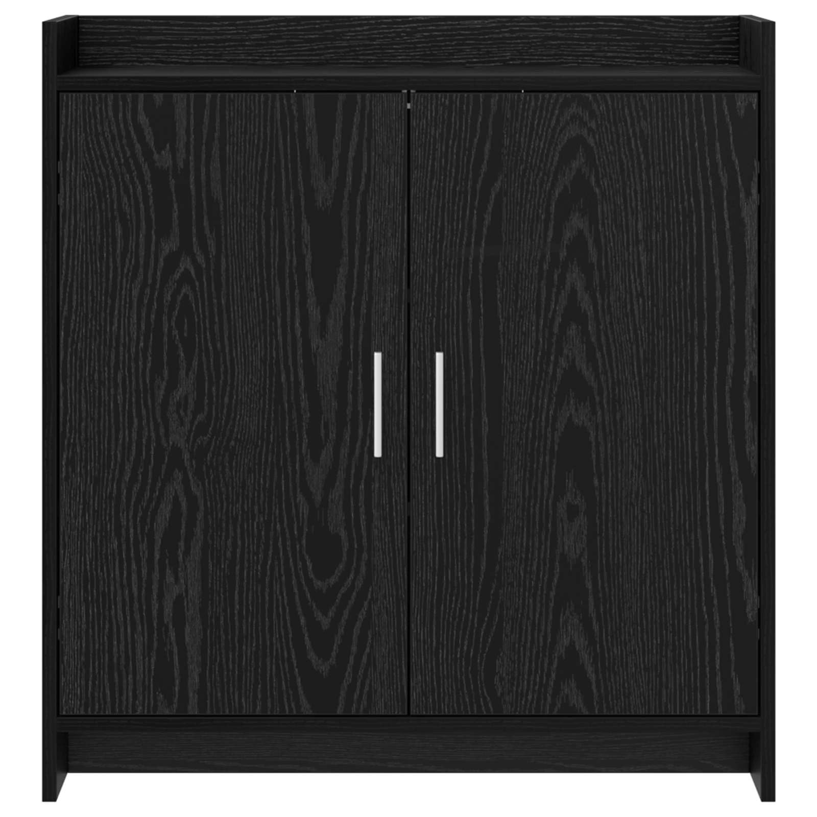 Kredens czarny dąb 72 x 36 x 80 cm, materiał drewnopochodny z 2 drzwiami, 3 półkami, metalowe uchwyty, idealny do jadalni, salonu, korytarza, praktyczne przechowywanie, trwały, nowoczesny