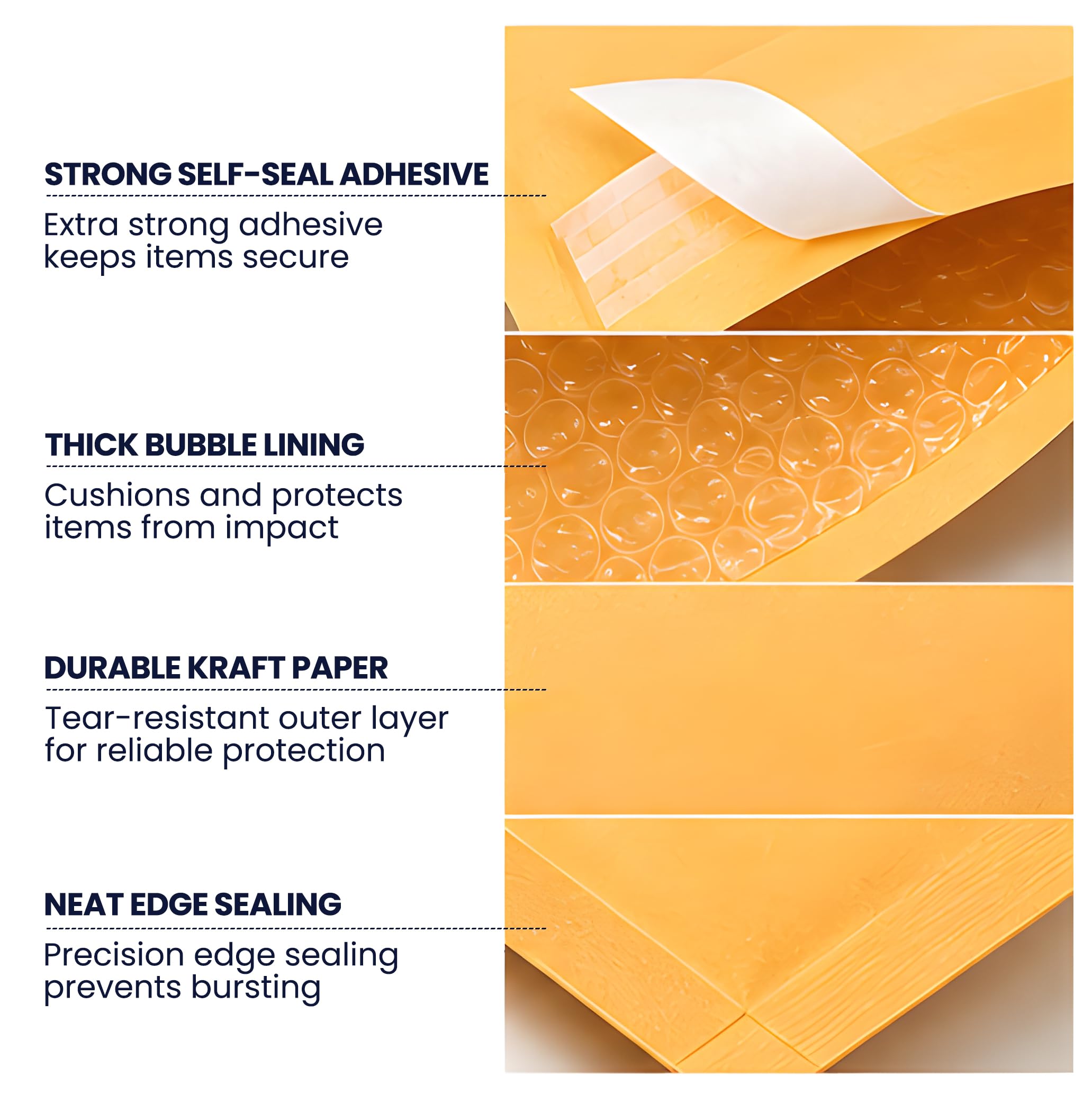 Sobres de burbujas de papel kraft de 9.5 x 14.5 pulgadas, sobre acolchado amarillo, sobres acolchados impermeables corporativos para envío, correo, embalaje, tamaño utilizable de 9.5 x 13.5