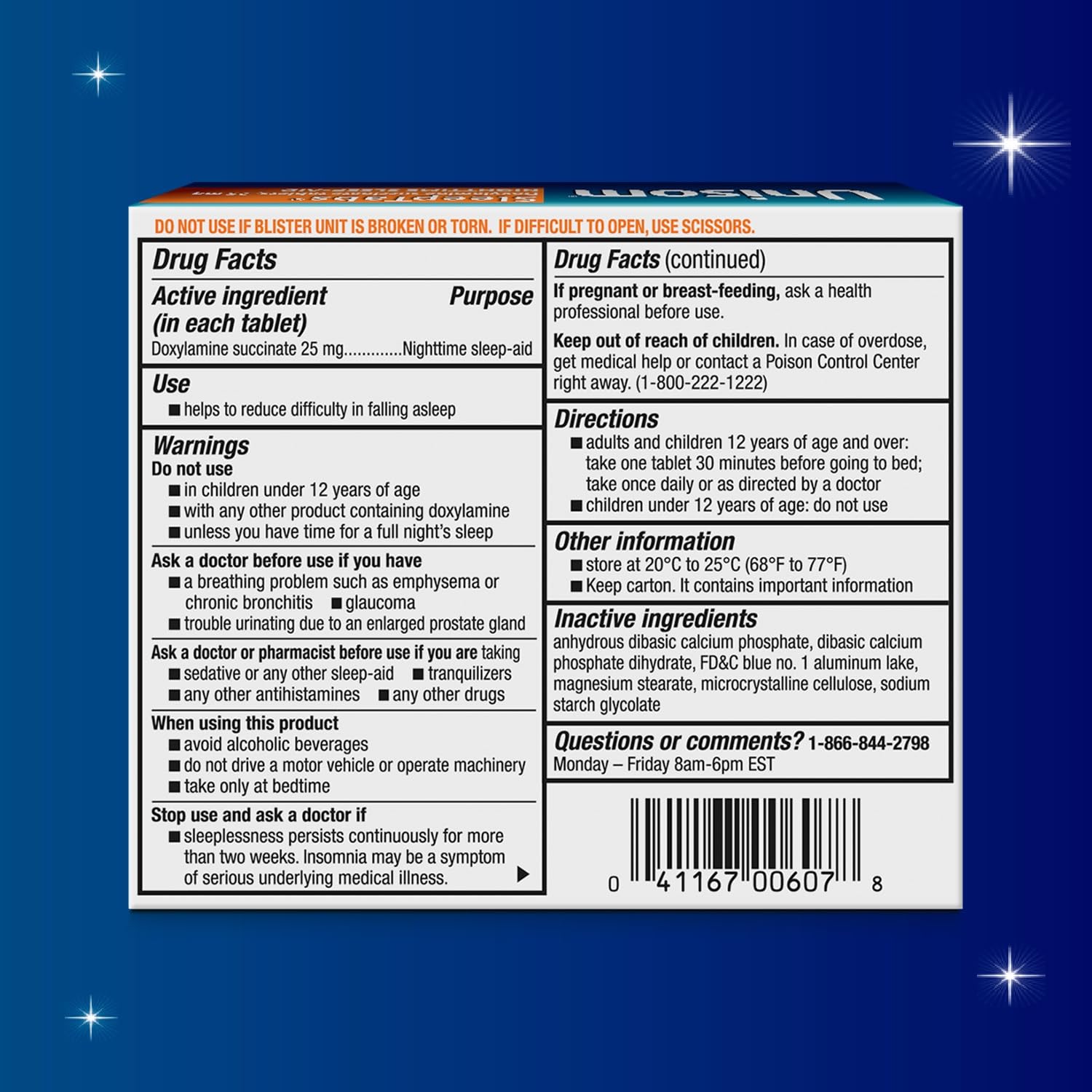 Unisom SleepTabs - Ajuda para Dormir à Noite com Doxylamine Succinate ...