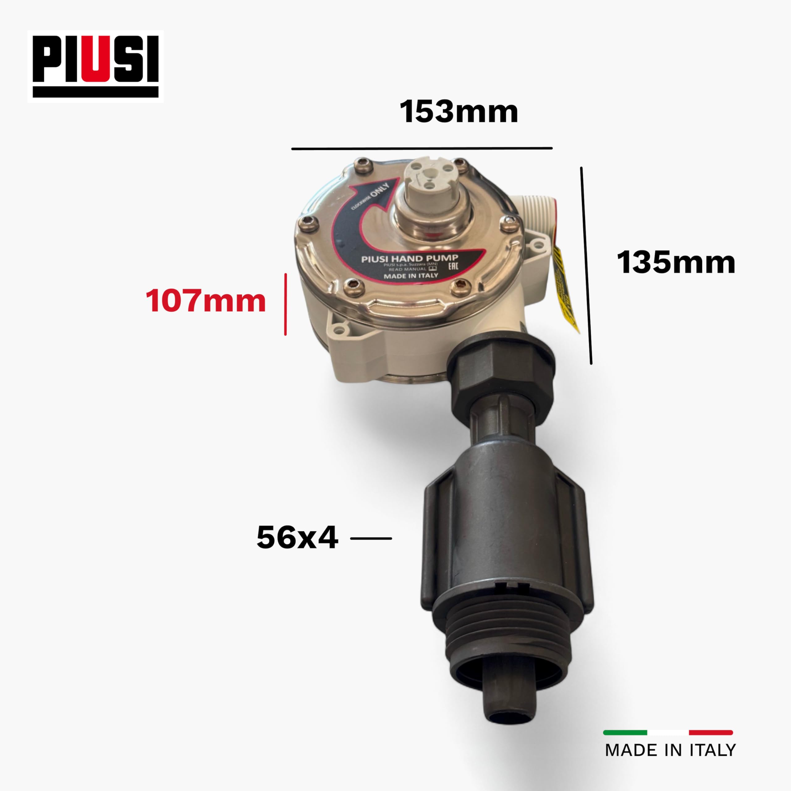 PIUSI Pompe Manuelle pour Le Transfert d'AdBlue/Urea/DEF, d'eau et d'antigel avec raccord de fût 56x4, Capacité 38 litres pour 100 Tours | Pompe Manuelle F00332A2A