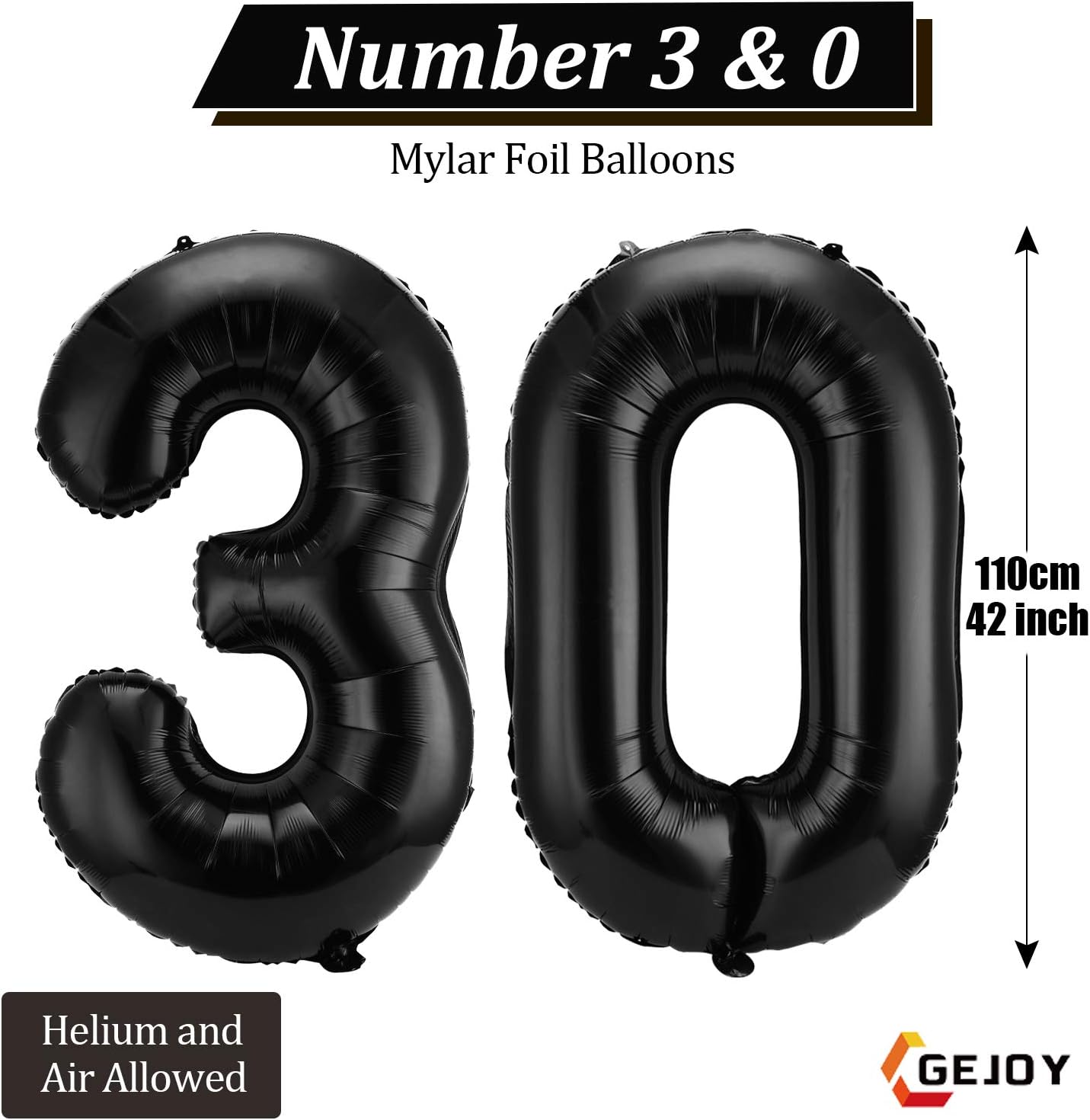 42インチ 30個の数字のバルーン ジャンボ30個のホイルバルーン 巨大な30個の数字のバルーン 30歳の誕生日パーティーデコレーション 30周年記念イベント用 ブラック 風船 バルーン おもちゃ Amazon