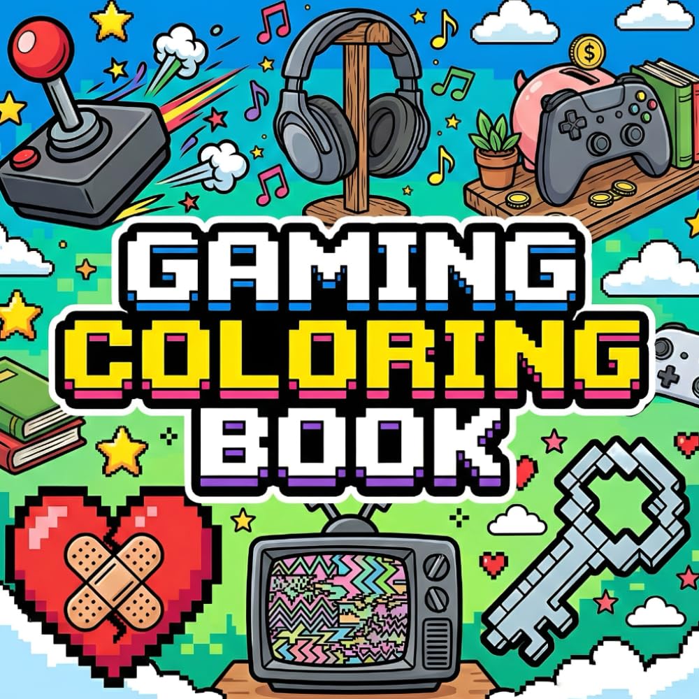 Bold & Easy Gaming Coloring Book: Simple and Relaxing Coloring Pages with Video Game Controllers, Retro Arcade Consoles, and Fun Pixel Art for Kids Ages 8+ and Teens