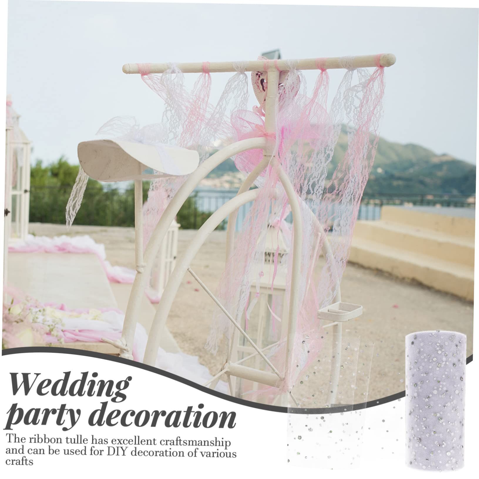 SHINEOFI 5 Rouleaux rouleau de treillis ribbon vsp noel jupe fiesta ruban tissu de tulle exquis mise en page de fête tulle Décoration de fête de mariage Engrener blanche