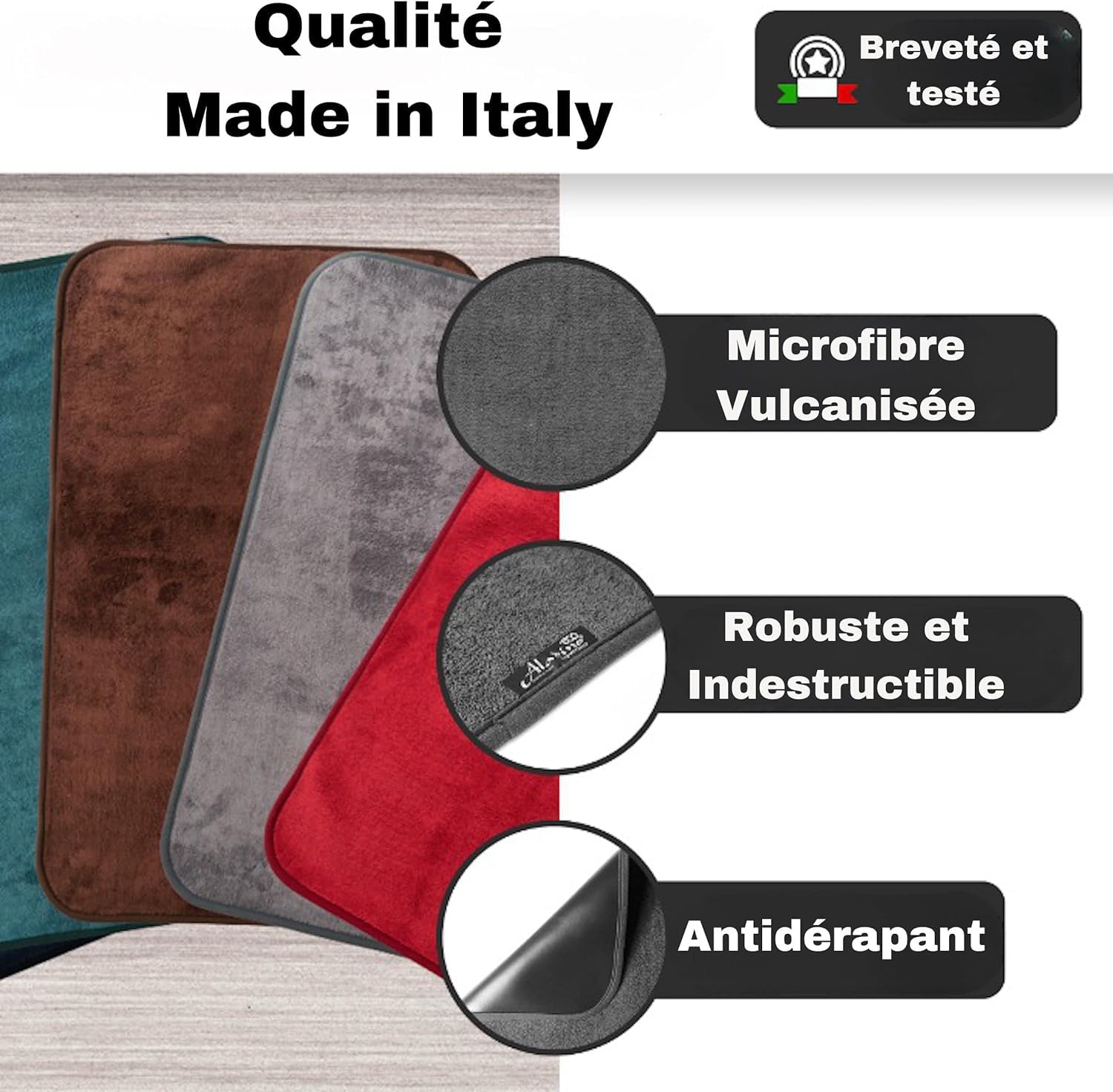 Aladino Tapis d’Entrée Intérieur/Extérieur pour Maison, Salle de Bain & Cuisine, Antidérapant, Lavable, Ultra Absorbant, Tailles et couleurs variées, Made in Italy 100x130cm, Marron