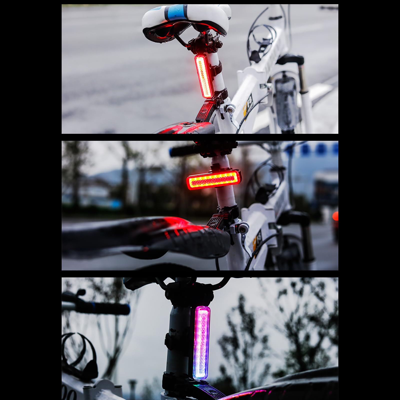 Amazon | 自転車テールライト レッド+カラフル（虹色など）スケート