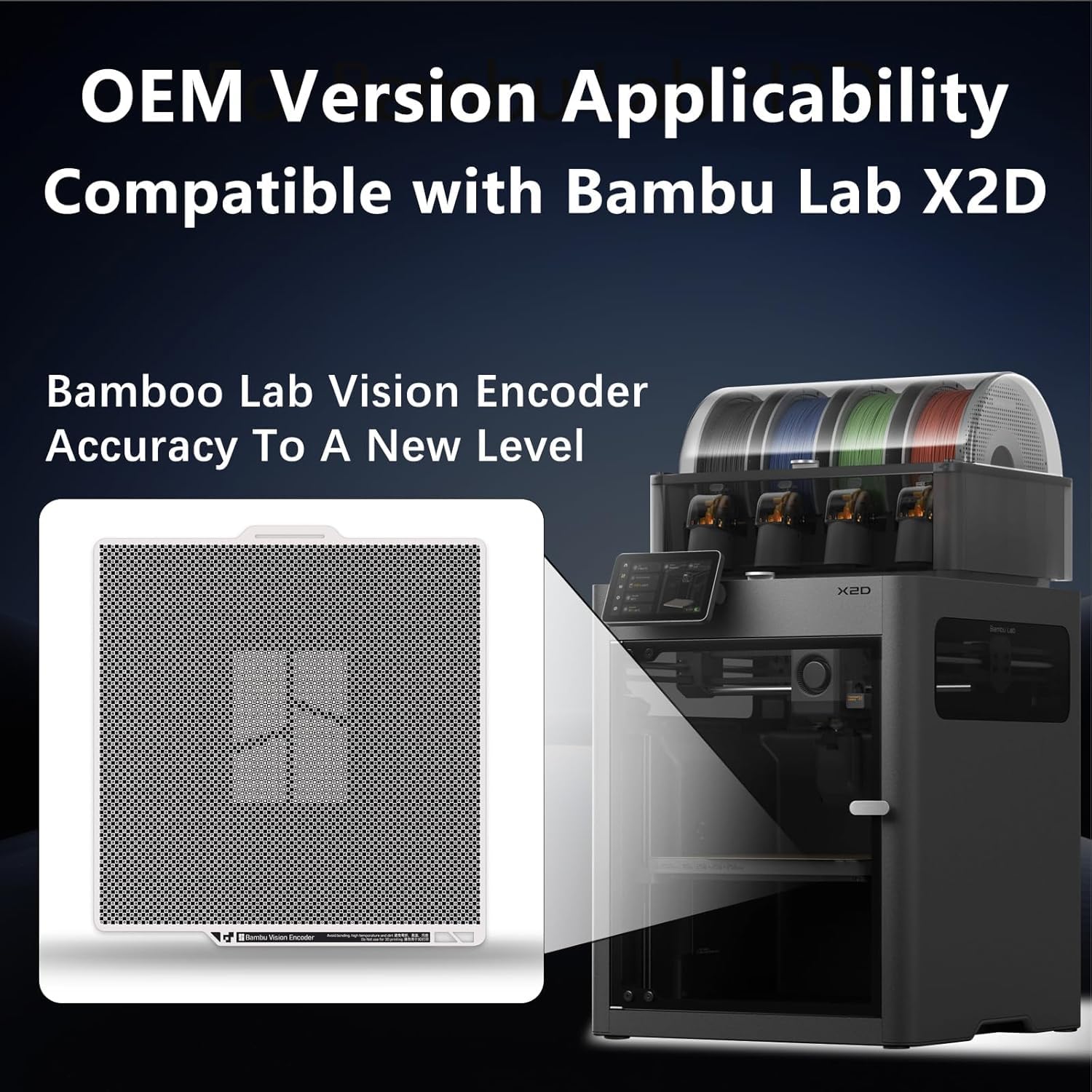 Original X2D Vision Encoder for Bambu Lab X2D, 50µm Ultra-Accuracy Calibration Plate, 5-Minute Calibration, Injection-Molded-Level 3D Print Quality, High-Precision Large-Size Prints