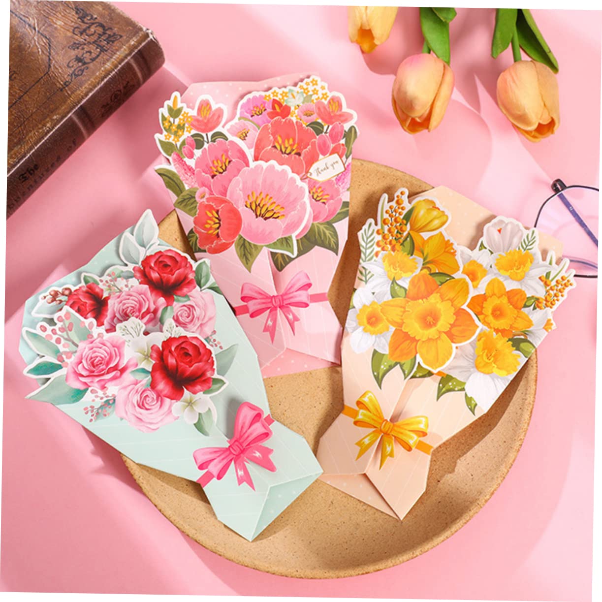 30pezzi Biglietti Di Compleanno Carta Con Bouquet Di Fiori Biglietti Di Auguri Per La Festa Degli Insegnanti e Compleanni Confezione Di Auguri Decorativa