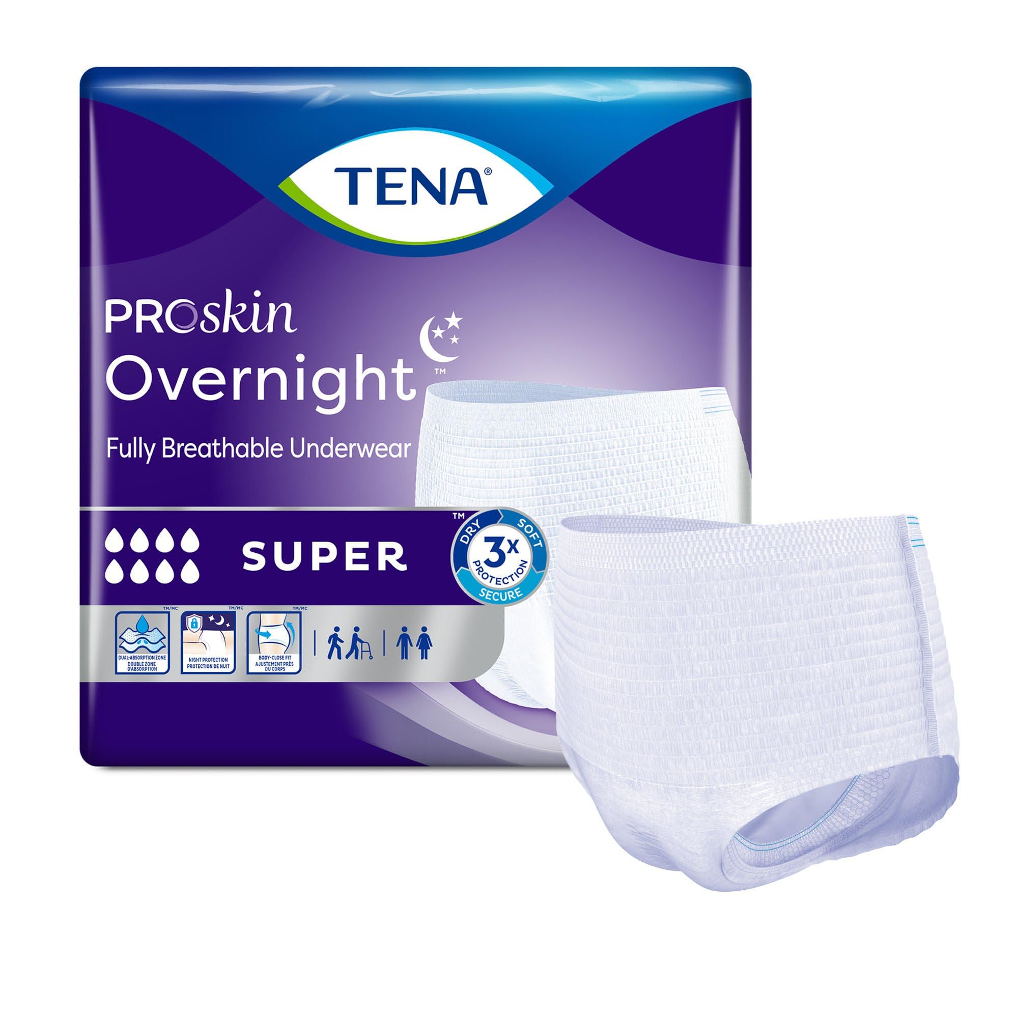 TENA ProSkin Overnight Super Breathable Underwear, Heavy Absorbency, 14 ct