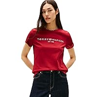 Tommy Hilfiger Donna T-Shirt Maniche Corte Logo Scollo Rotondo