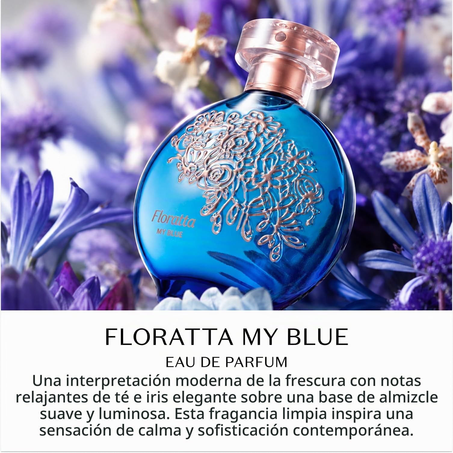 O Boticário | Floratta My Blue | Eau de Toilette Mujer | Floral | 75 ml | Perfume Floral Amaderado con Mandarina, Frutas Rojas, Iris, Lirio del Valle, Geranio, Sándalo | Fragancia Femenina Vegana