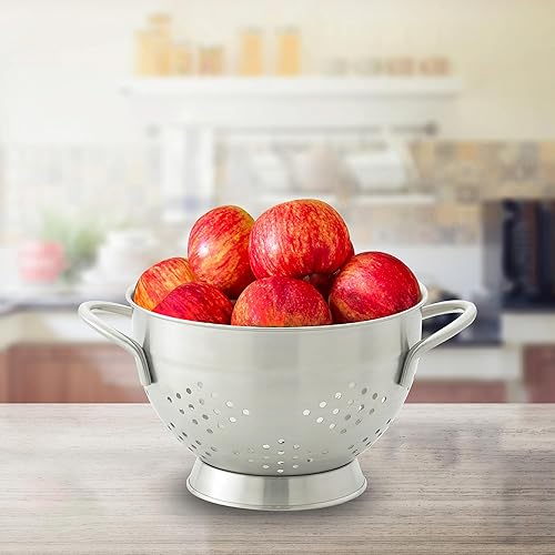 Miniatura 3 de HIC Kitchen Colador perforado, acero inoxidable 188, cuenco de 7.5 pulgadas, capacidad de 2 cuartos de galón