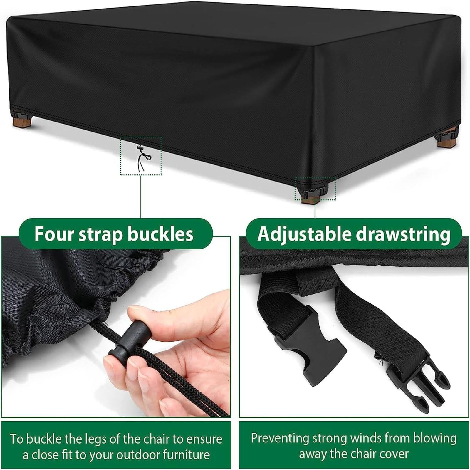 Tuinmeubelhoes voor buitenmeubels, 170 x 140 x 70 cm, zwaar belastbare Oxford-stof, weerbestendige hoes voor rechthoekige tafel en stoelset, ideaal voor rotan meubelsets