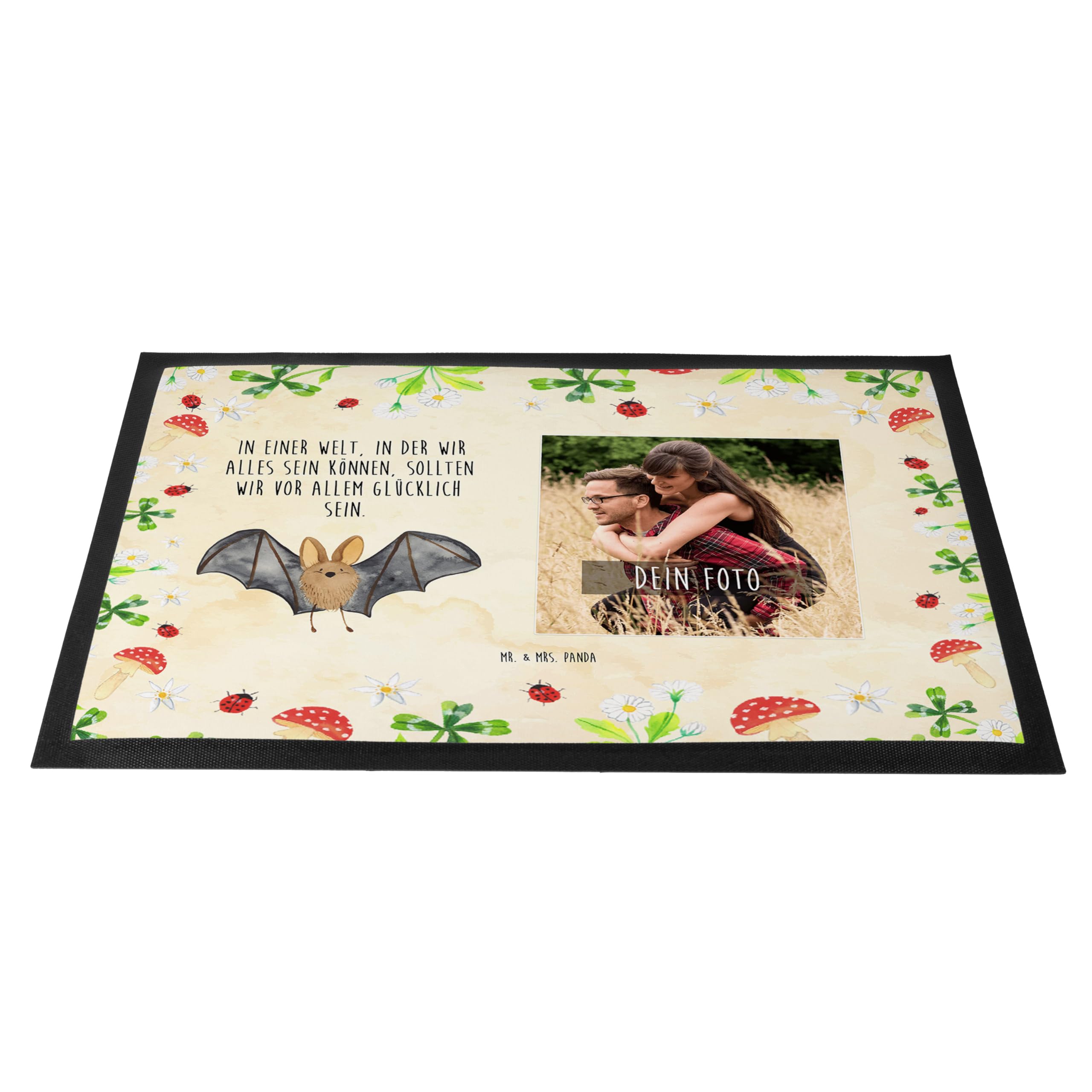 Mr. & Mrs. Panda Fußmatte mit Bild Fledermaus Flügel 40 x 60 cm - Geschenk, Foto, eigenes, Lustige Sprüche, eigenem
